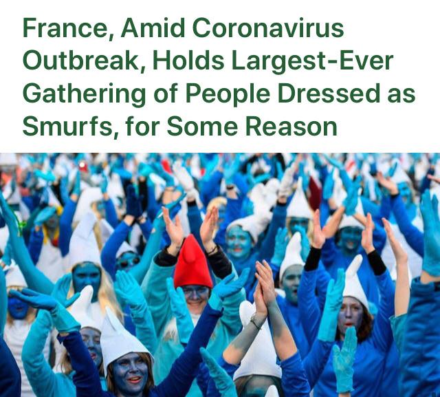 green cleaning products - France, Amid Coronavirus Outbreak, Holds LargestEver Gathering of People Dressed as Smurfs, for Some Reason