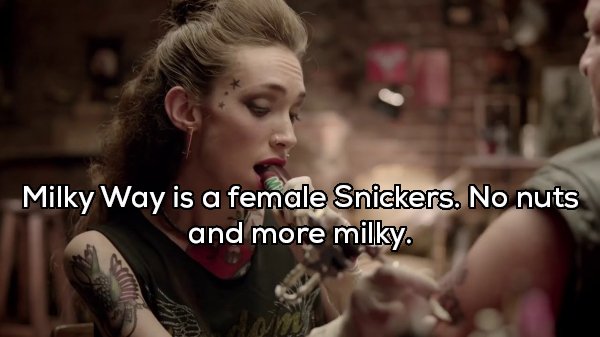 no regerts snickers - Milky Way is a female Snickers. No nuts and more milky.