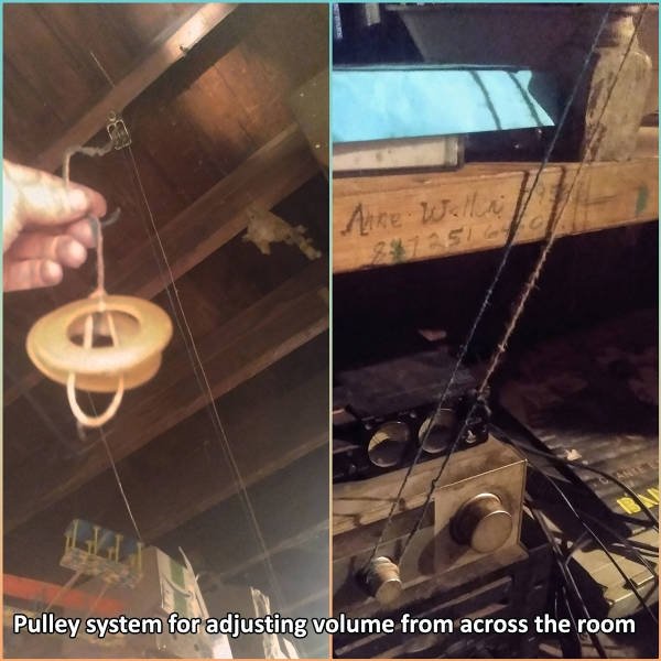ceiling - Pulley system for adjusting volume from across the room