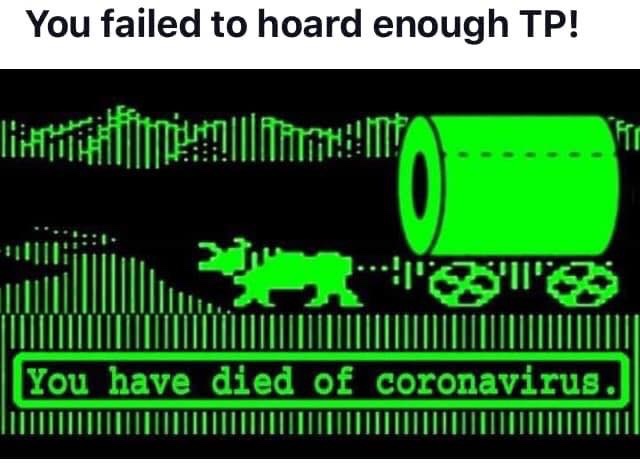 electronics - You failed to hoard enough Tp! .. .. Su You have died of coronavirus. N||||||||||||||||||||||||||||||| |