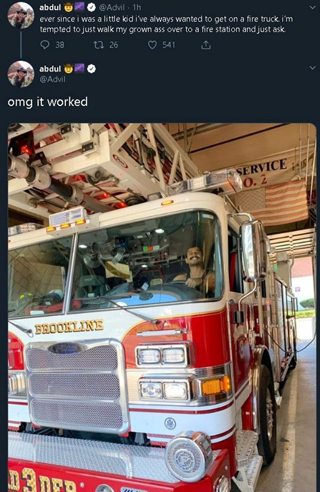 freddie mercury fire truck - abdul . 1h ever since i was a little kid i've always wanted to get on a fire truck. I'm tempted to just walk my grown ass over to a fire station and just ask. O 38 12 26 541 abdul omg it worked Service O. 2 Brookline