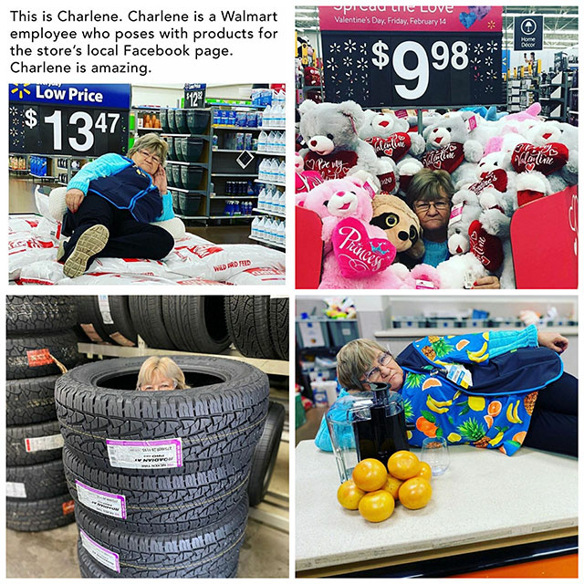 toy - Urcaur Love Valentine's Day, Friday, February 14 This is Charlene. Charlene is a Walmart employee who poses with products for the store's local Facebook page. Charlene is amazing. Low Price $998 $1347 Word Moline Wild Die Elk A Rtea Departur voor Hh