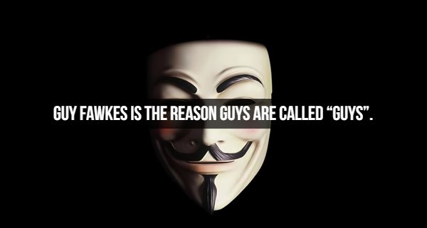v for vendetta mask - Guy Fawkes Is The Reason Guys Are Called Guys".
