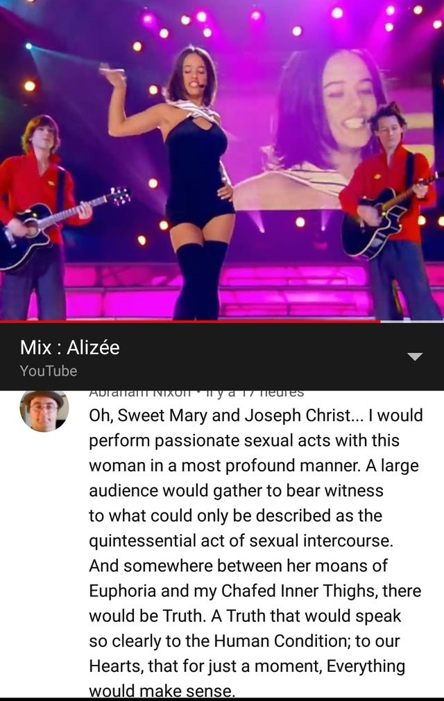 fun - Mix Alize YouTube Avranan Nixon ya 1 heures Oh, Sweet Mary and Joseph Christ... I would perform passionate sexual acts with this woman in a most profound manner. A large audience would gather to bear witness to what could only be described as the…