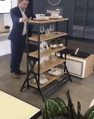 dining table turns into a shelf