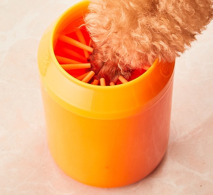 A portable cup for washing dog paws