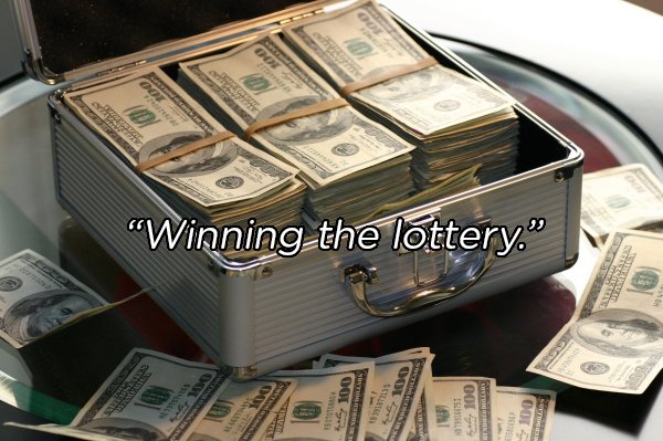 box of dollars - Le "Winning the lottery." 100 os 100 1996151 6 100 100 Vis