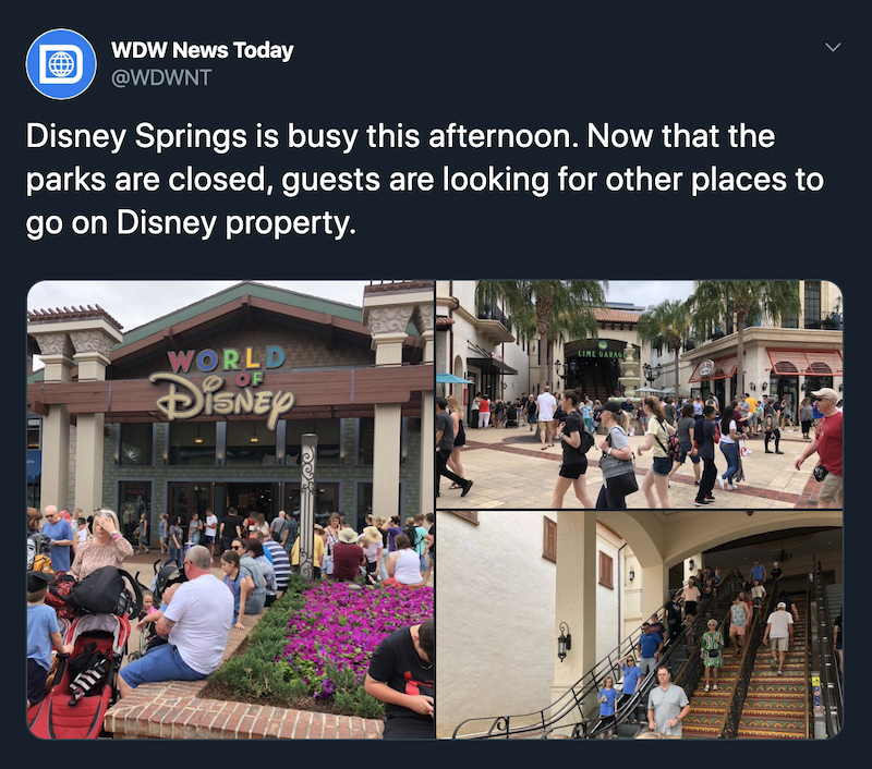 community - A Wdw News Today Disney Springs is busy this afternoon. Now that the parks are closed, guests are looking for other places to go on Disney property. World Disney