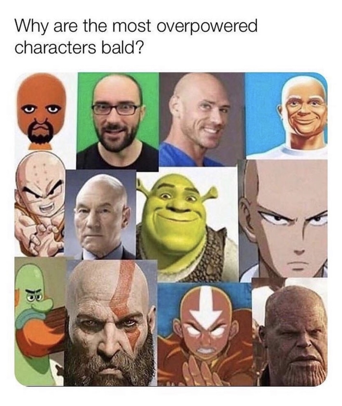 all the most overpowered characters bald - Why are the most overpowered characters bald?