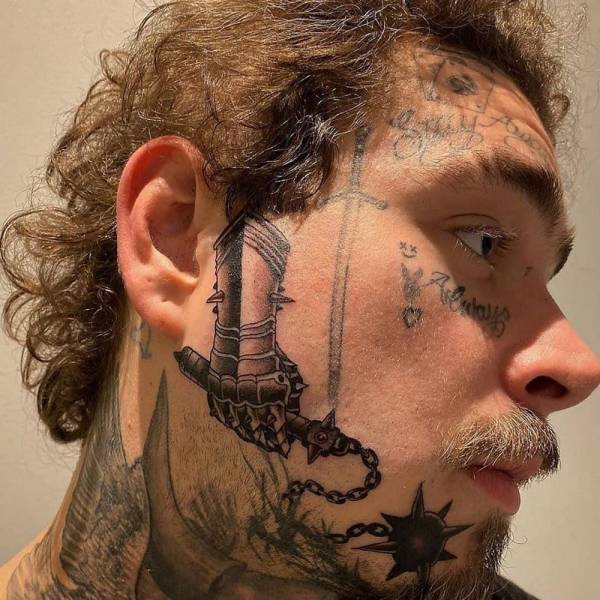 post malone's new face tattoo