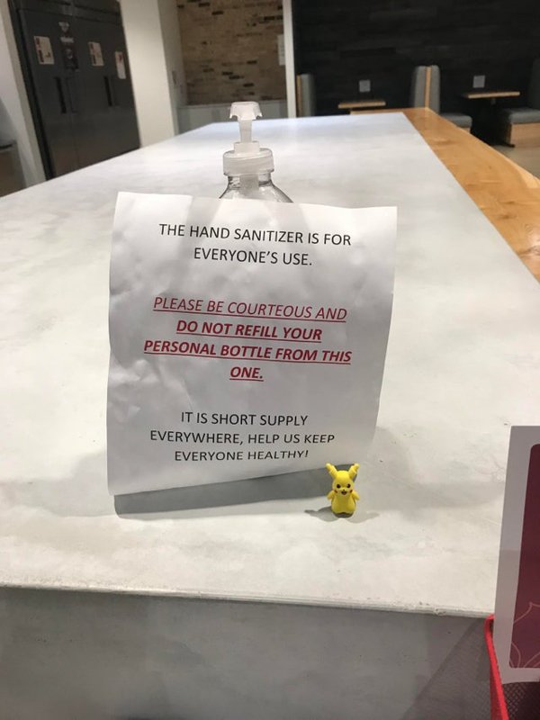 grave - The Hand Sanitizer Is For Everyone'S Use. Please Be Courteous And Do Not Refill Your Personal Bottle From This One. It Is Short Supply Everywhere, Help Us Keep Everyone Healthy!