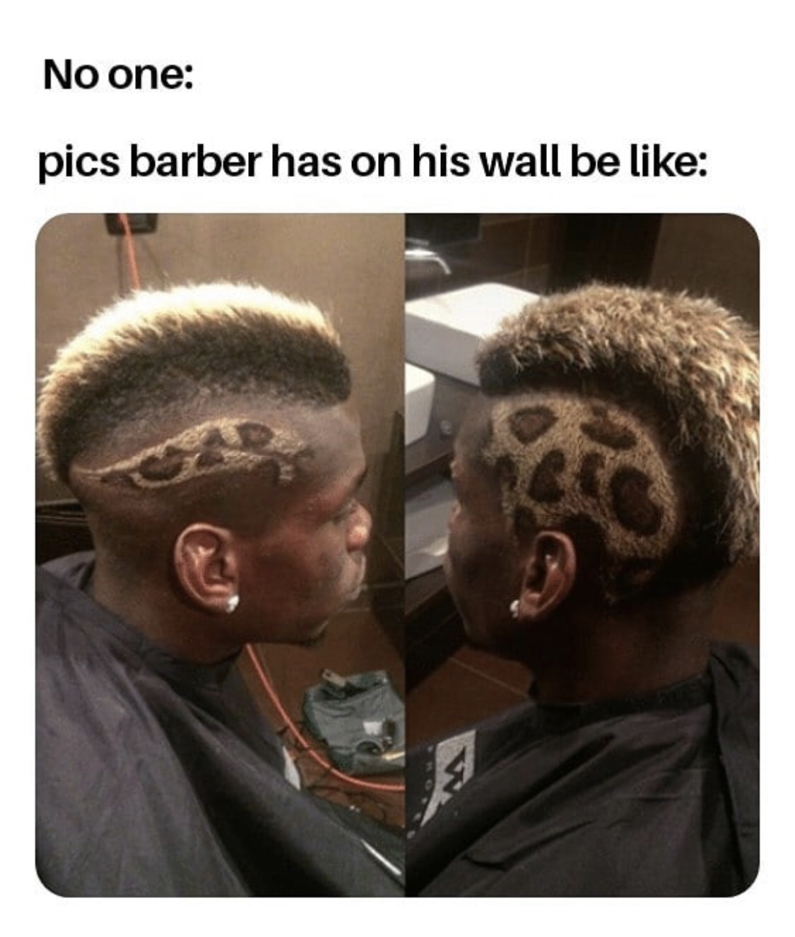 cheetah haircut - No one pics barber has on his wall be