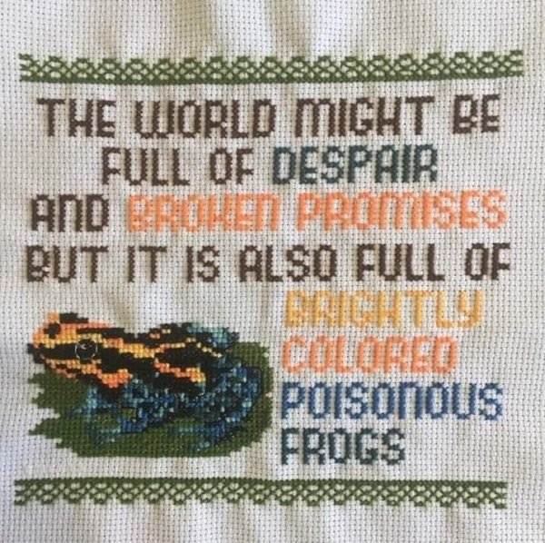 cross stitch poisonous frogs - The World Might Be Full Of Despair | Advertises But It Is Also Full Of Poisonous Frocs