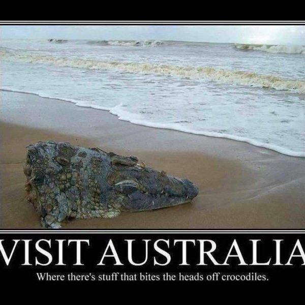 motivational posters - Visit Australia Where there's stuff that bites the heads off crocodiles.