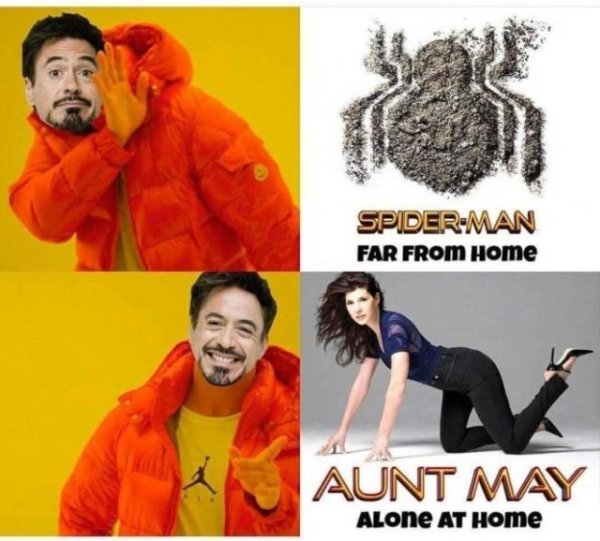 spiderman aunt may memes - SpiderMan Far From Home Aunt May ALOne At Home