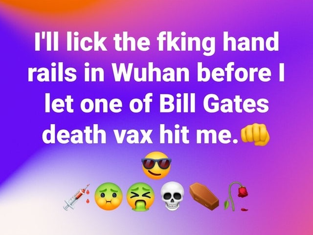 guy thinks every girls dream - I'll lick the fking hand rails in Wuhan before | let one of Bill Gates death vax hit me.