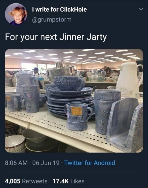 ceramic jean - I write for ClickHole For your next Jinner Jarty 06 Jun 19. Twitter for Android 4,005