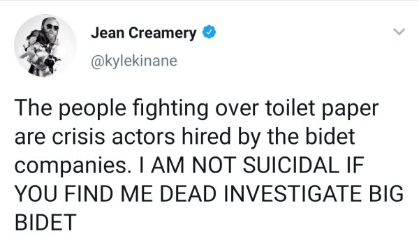 hero and villain prompts - Jean Creamery The people fighting over toilet paper are crisis actors hired by the bidet companies. I Am Not Suicidal If You Find Me Dead Investigate Big Bidet