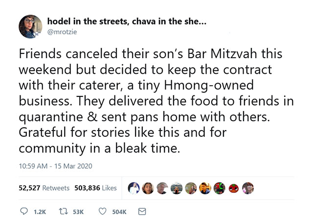 percent yield of carbon dioxide - hodel in the streets, chava in the she... Friends canceled their son's Bar Mitzvah this weekend but decided to keep the contract with their caterer, a tiny Hmongowned business. They delivered the food to friends in quaran