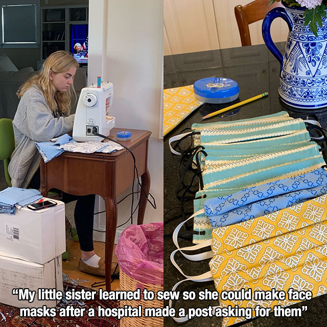 room - Treet Sssr "My little sister learned to sew so she could make face masks after a hospital made a post asking for them"