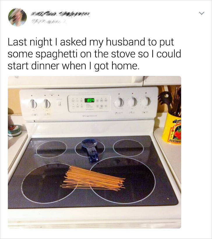 gas stove - Last night I asked my husband to put some spaghetti on the stove so I could start dinner when I got home.