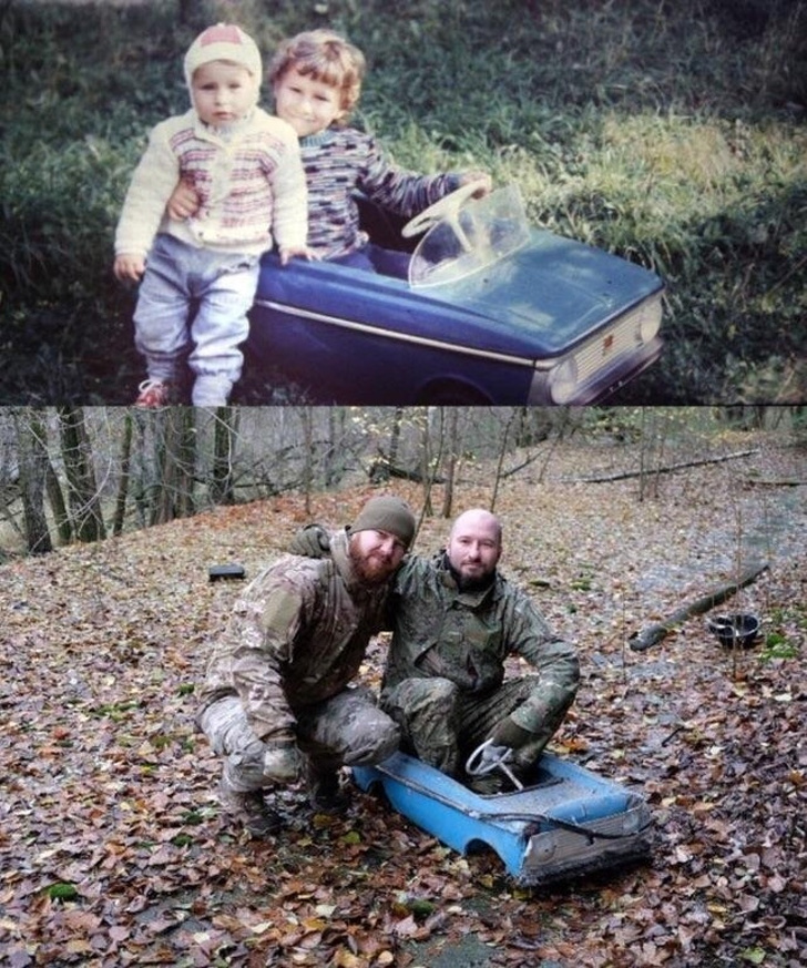 brothers return to chernobyl and sit in childhood toy carr