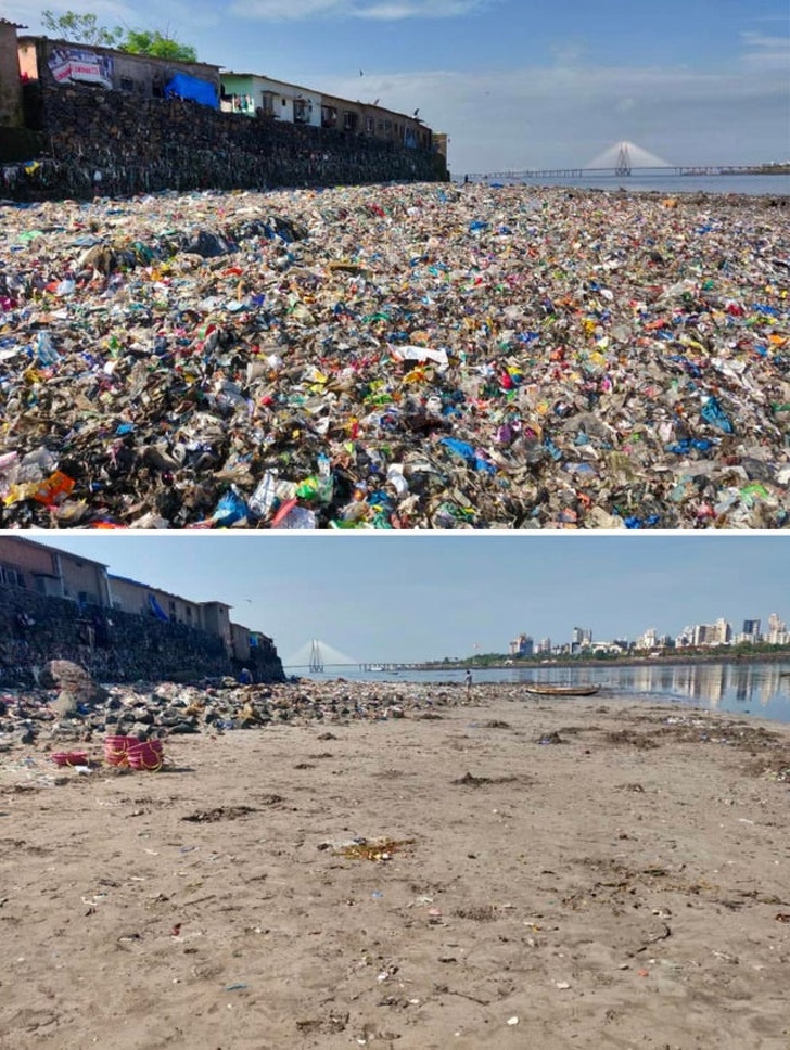 mithi river mumbai - river polluted with garbage vs cleaned up toay