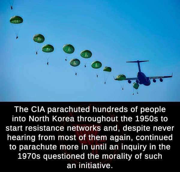 us army rangers - The Cia parachuted hundreds of people into North Korea throughout the 1950s to start resistance networks and, despite never hearing from most of them again, continued to parachute more in until an inquiry in the 1970s questioned the mora