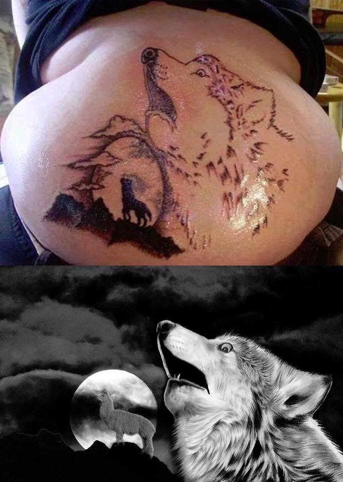 funny wolf tattoo
