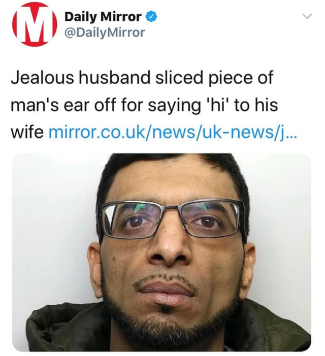 glasses - Daily Mirror Mirror Jealous husband sliced piece of man's ear off for saying 'hi' to his wife mirror.co.uknewsuknewsj...