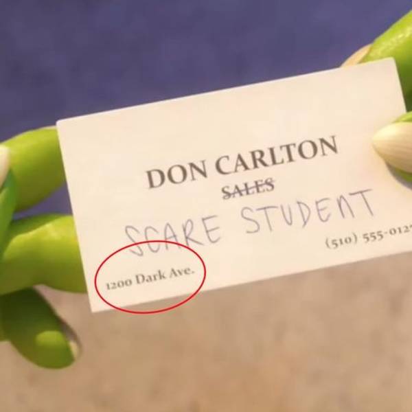 close up - Sales Don Carlton Scare Student 1200 Dark Ave. - Monsters University animated movie