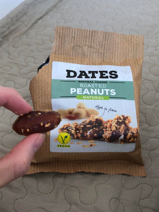 snack - Dates Natural Coated Roasted Peanuts Natural High in fiber Vegan