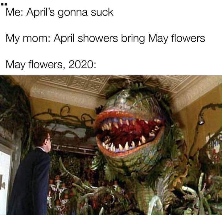 feed me seymour - "Me April's gonna suck My mom April showers bring May flowers May flowers, 2020
