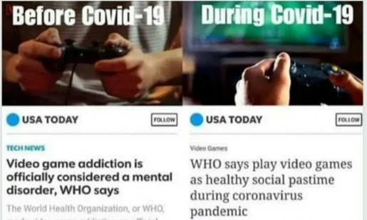 video - Before Covid19 During Covid19 Usa Today Usa Today Tech News Video game addiction is officially considered a mental disorder, Who says The World Health Organization, or Who, Video Games Who says play video games as healthy social pastime during cor