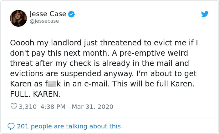 cats invading scotland - Jesse Case Ooooh my landlord just threatened to evict me if I don't pay this next month. A preemptive weird threat after my check is already in the mail and evictions are suspended anyway. I'm about to get Karen as f k in an email