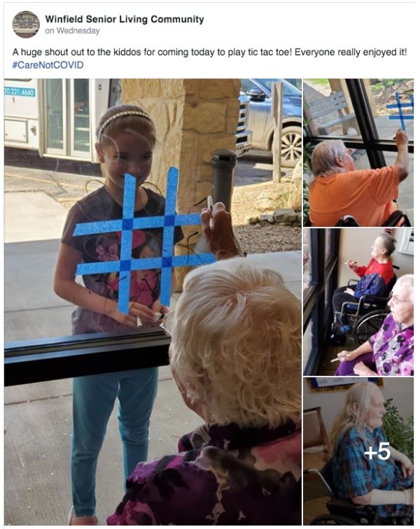 toddler - Winfield Senior Living Community on Wednesday A huge shout out to the kiddos for coming today to play tic tac toe! Everyone really enjoyed it! 07214660