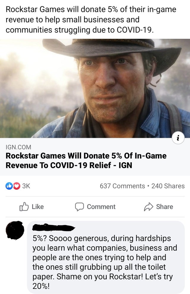father and son in car meme - Rockstar Games will donate 5% of their ingame revenue to help small businesses and communities struggling due to Covid19. Ign.Com Rockstar Games Will Donate 5% Of InGame Revenue To Covid19 Relief Ign Do 3K 637 240 a Comment 5%