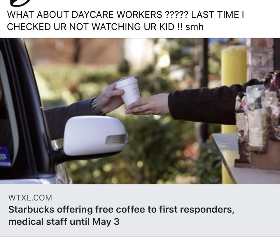 starbucks to go store - What About Daycare Workers ????? Last Time I Checked Ur Not Watching Ur Kid !! smh Wtxl.Com Starbucks offering free coffee to first responders, medical staff until May 3