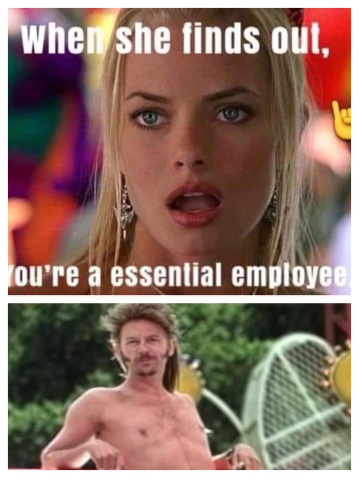 blond - when she finds out, ou're a essential employee
