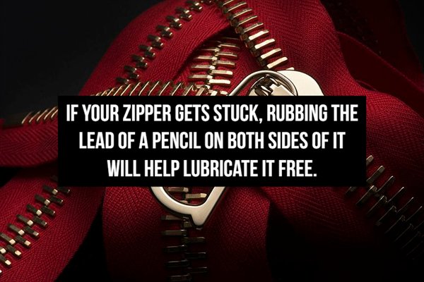 graphics - GL17 11 If Your Zipper Gets Stuck, Rubbing The Lead Of A Pencil On Both Sides Of It Will Help Lubricate It Free.