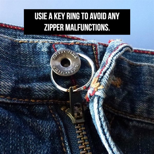 key ring pants zipper - Usie A Key Ring To Avoid Any Zipper Malfunctions.