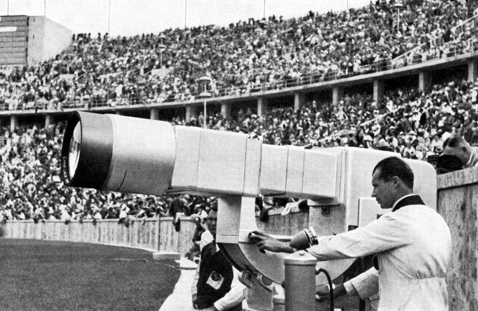n iconoscope camera (an early television camera) known as the “Olympic Cannon” being used during the 1936 Olympics in Berlin