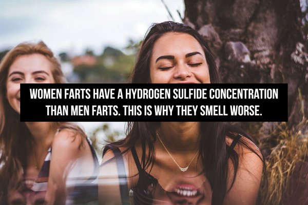 Women Farts Have A Hydrogen Sulfide Concentration, Than Men Farts. This Is Why They Smell Worse.