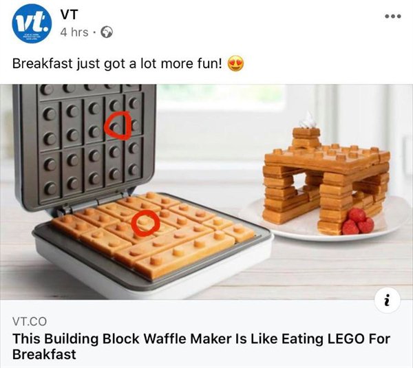 Waffle iron - Vt 4 hrs. Breakfast just got a lot more fun! Vt.Co This Building Block Waffle Maker Is Eating Lego For Breakfast