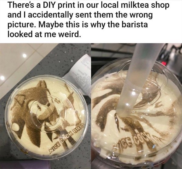 diy print milk tea - There's a Diy print in our local milktea shop and I accidentally sent them the wrong picture. Maybe this is why the barista looked at me weird. Nice Cock Br