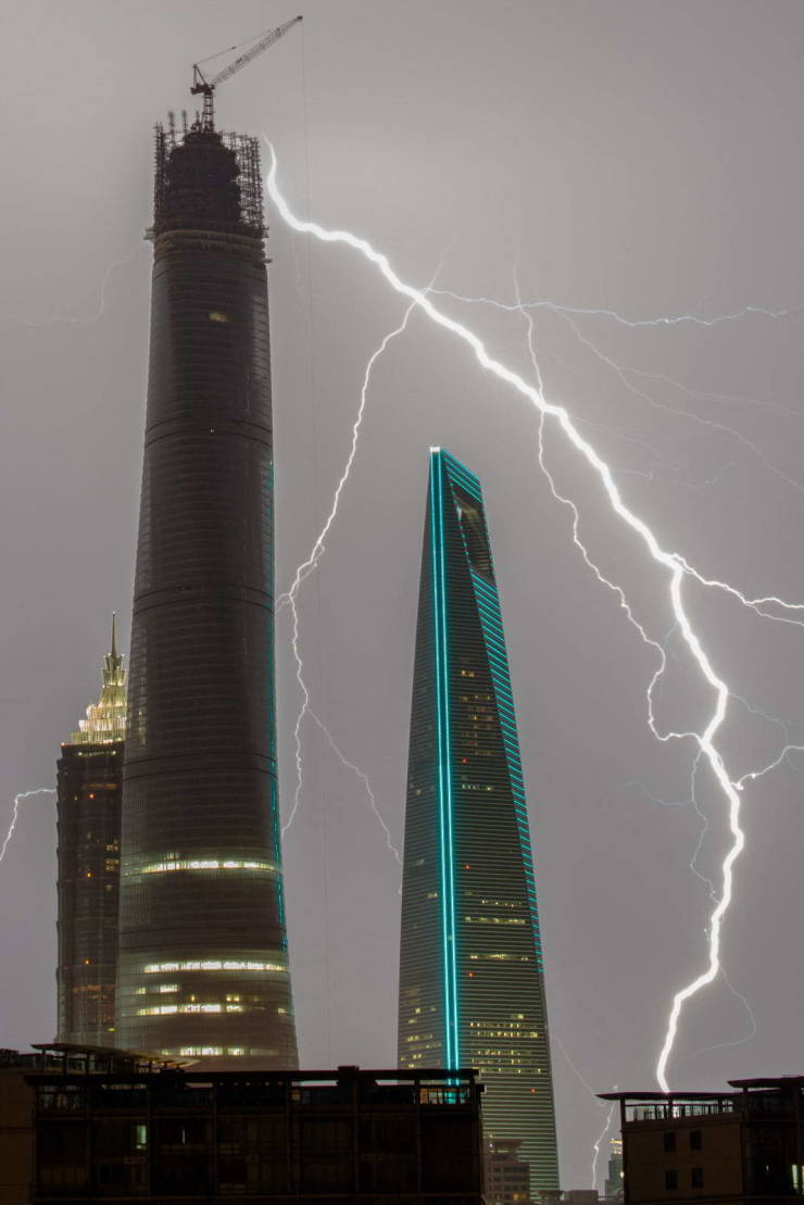 lightning striking tower