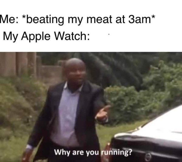 memes why are you running - Me beating my meat at 3am My Apple Watch Why are you running?