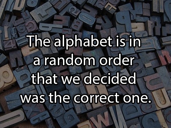 The alphabet is in il a random order that we decided was the correct one.