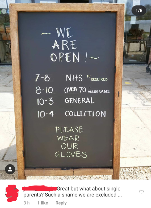 blackboard - 18 ~ We Are Open! 78 810 103 104 Nhs "Required Over 70 Vulnerable General Collection Please Wear Our Gloves Great but what about single parents? Such a shame we are excluded... 3h 1