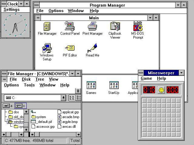 windows 3.11 - Clock Settings Program Manager Help File Options Window Main Ms File Manager Control Panel Print Manager ClipBook Viewer MsDos P rompt Windows Setup Pif Editor Read Me File Manager C\Windows File Disk Tree View Options Tools Window Help Min